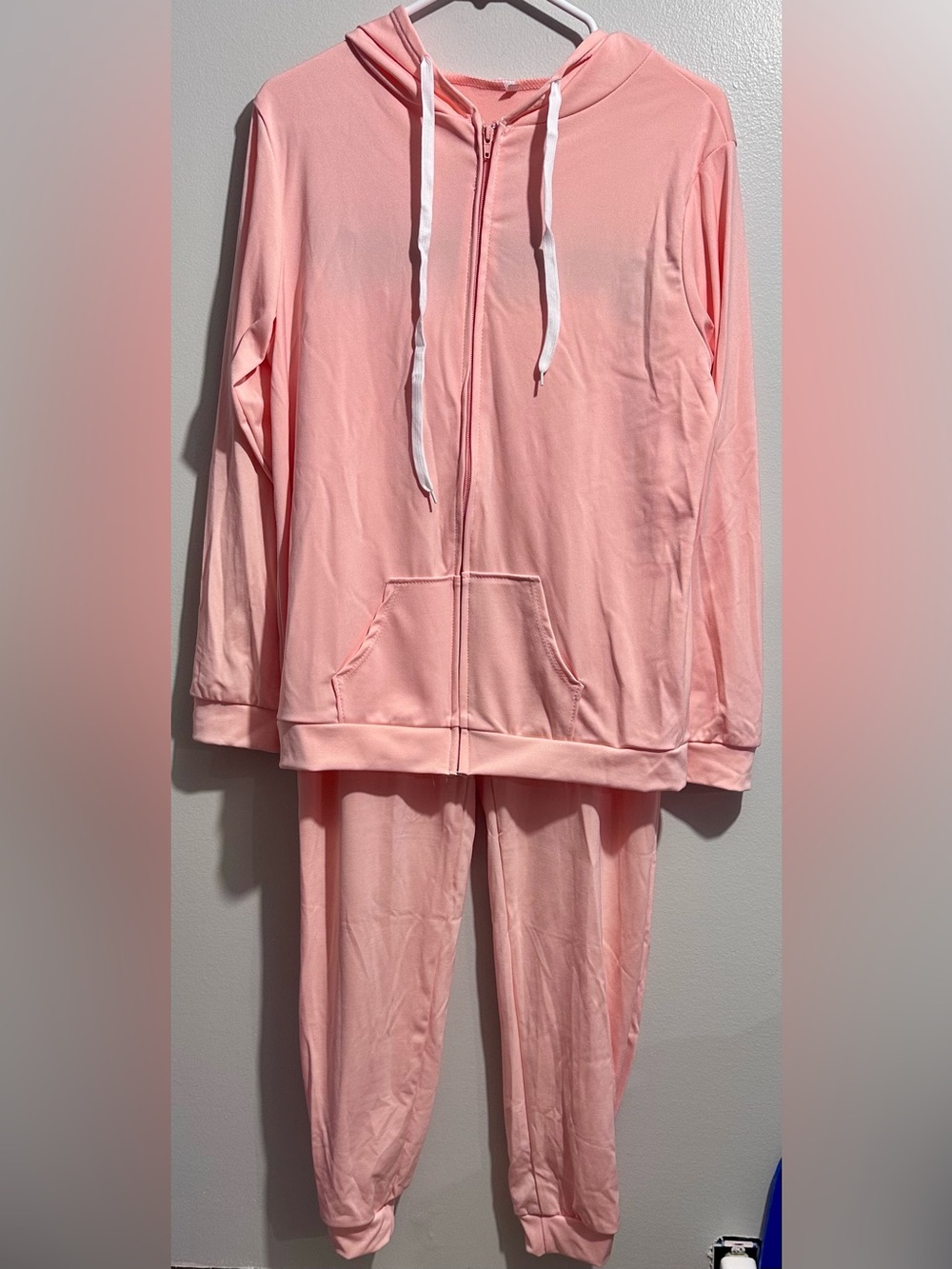 Salmon Pink Zip Hoodie Jogger Pants Casual Lounge Set Size XXL (1461)